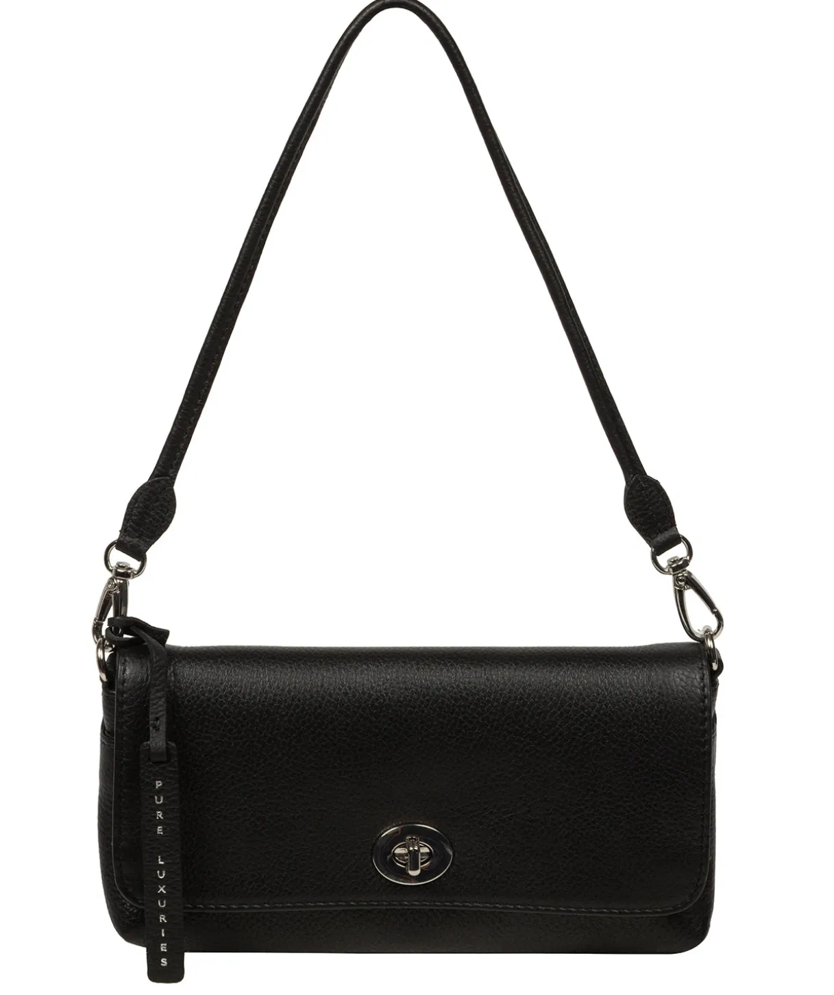Christabel' Black Leather Grab & Clutch Bag