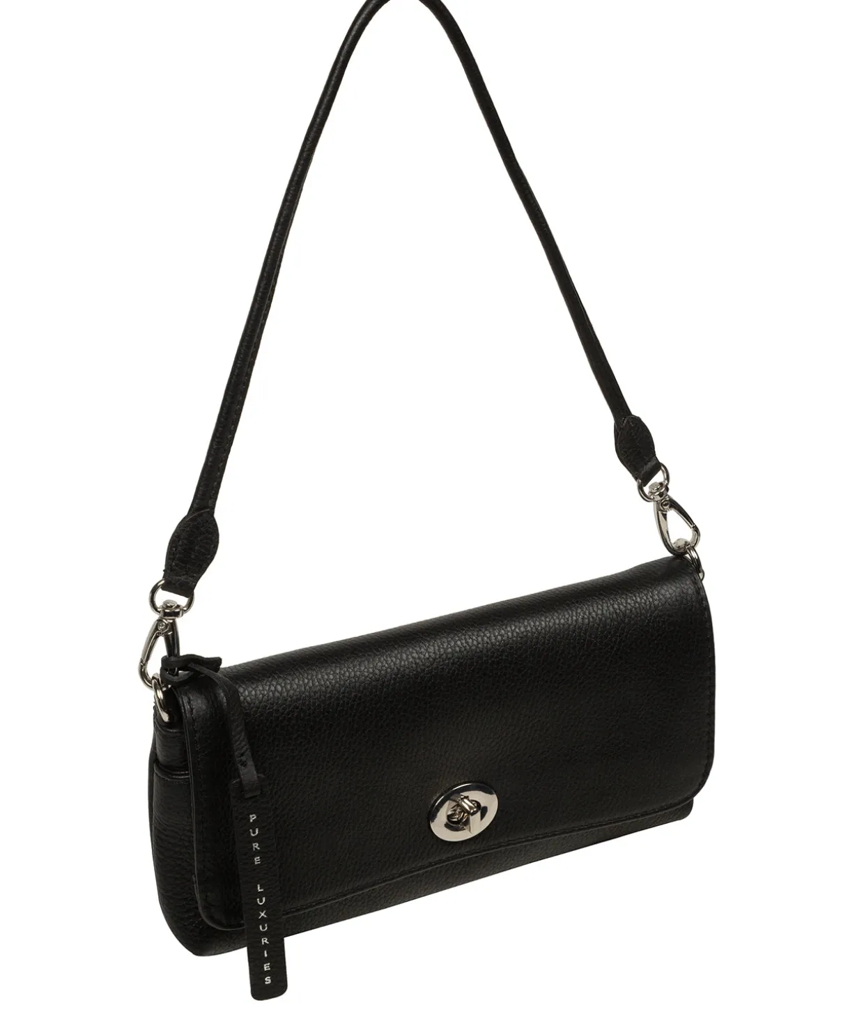 Christabel' Black Leather Grab & Clutch Bag