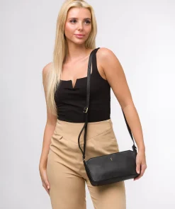 Christina' Black Leather Cross Body Bag