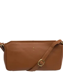 Christina' Tan Leather Cross Body Bag