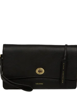 Clarissa' Black Leather Clutch Bag