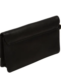 Clarissa' Black Leather Clutch Bag