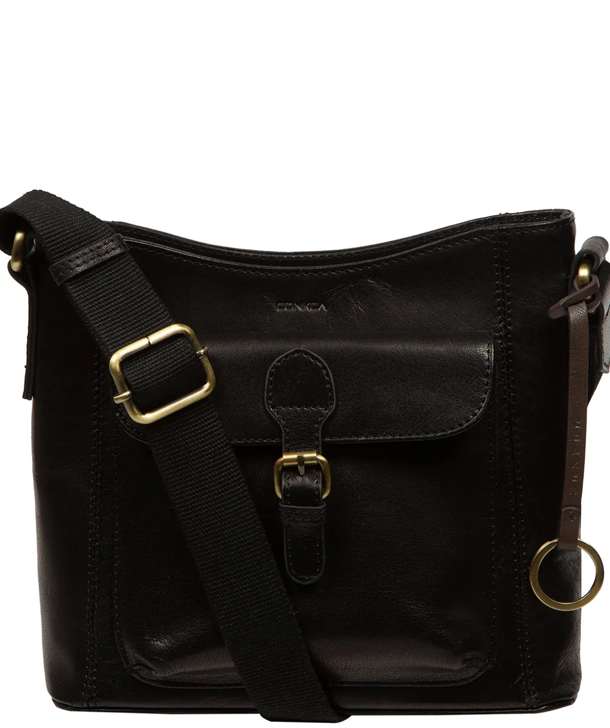 Clementine' Black Leather Cross Body Bag