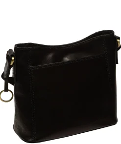 Clementine' Black Leather Cross Body Bag