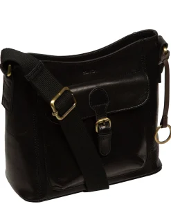 Clementine' Black Leather Cross Body Bag