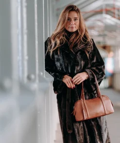 Cleo' Rich Tan Leather Evening Handbag