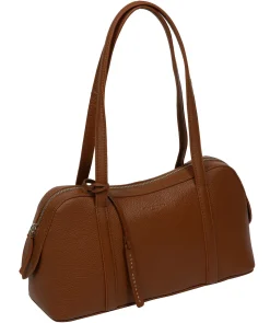 Cleo' Rich Tan Leather Evening Handbag