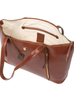 Clover' Conker Brown Leather Tote Bag