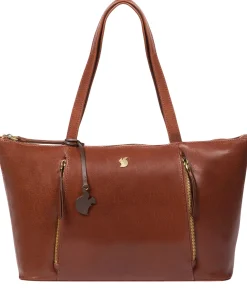 Clover' Conker Brown Leather Tote Bag