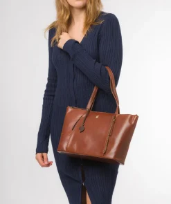 Clover' Conker Brown Leather Tote Bag