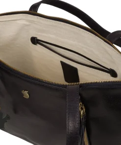 Clover' Navy Leather Tote Bag