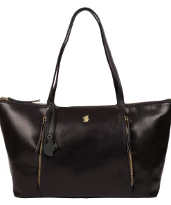 Clover' Navy Leather Tote Bag