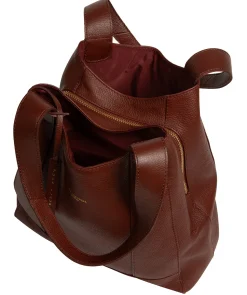 Colette' Chestnut Leather Shoulder Handbag
