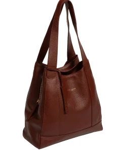 Colette' Chestnut Leather Shoulder Handbag
