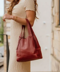 Colette' Darkest Red Leather Handbag