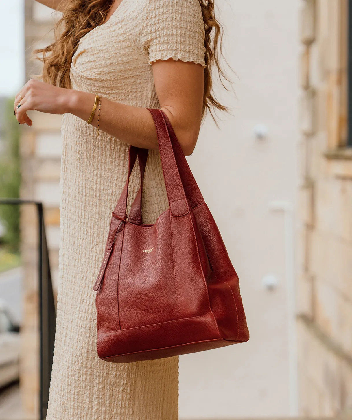 Colette' Darkest Red Leather Handbag