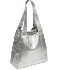 Colette' Metallic Silver Leather Handbag