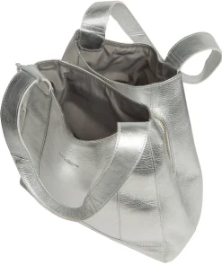 Colette' Metallic Silver Leather Handbag