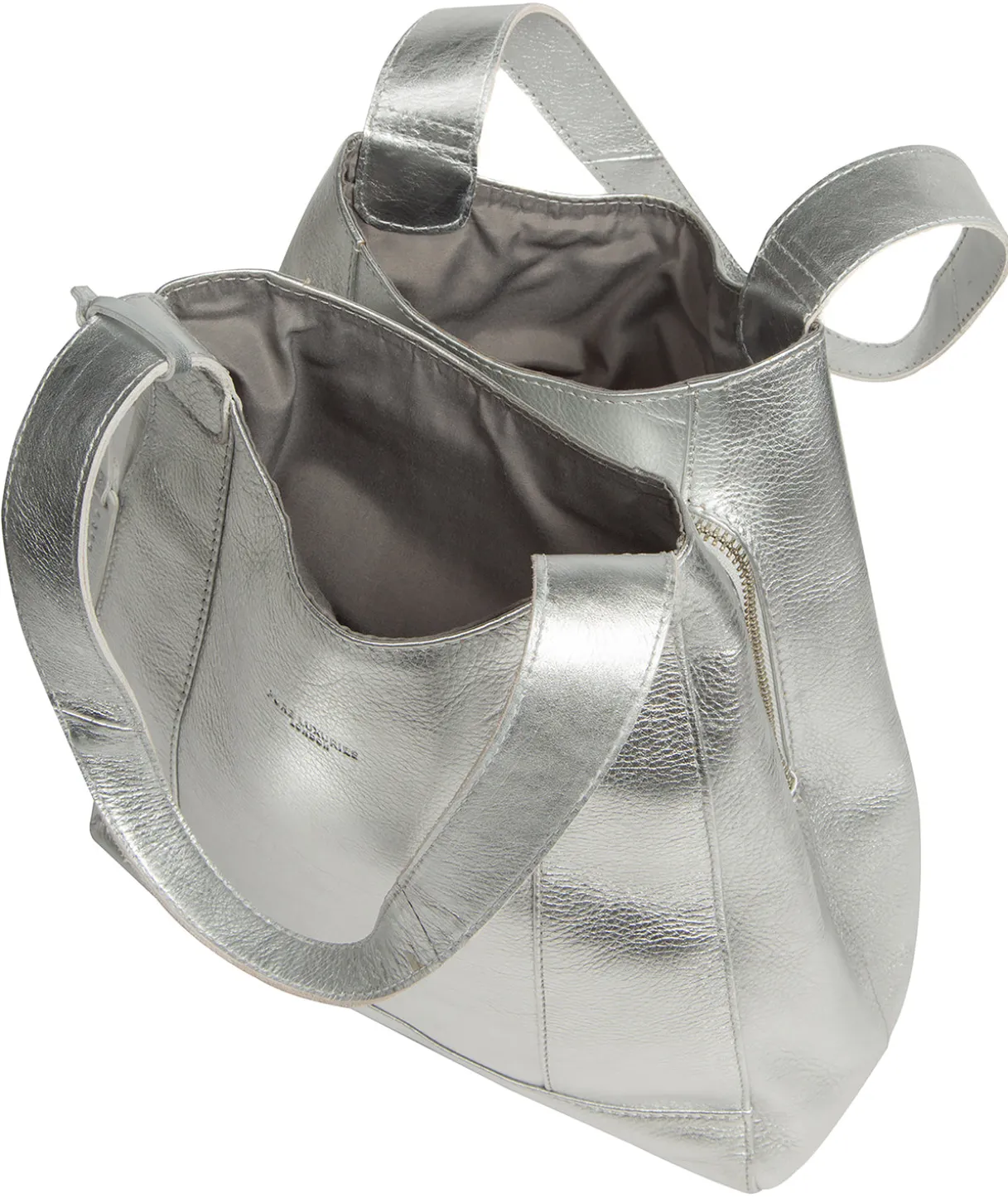 Colette' Metallic Silver Leather Handbag