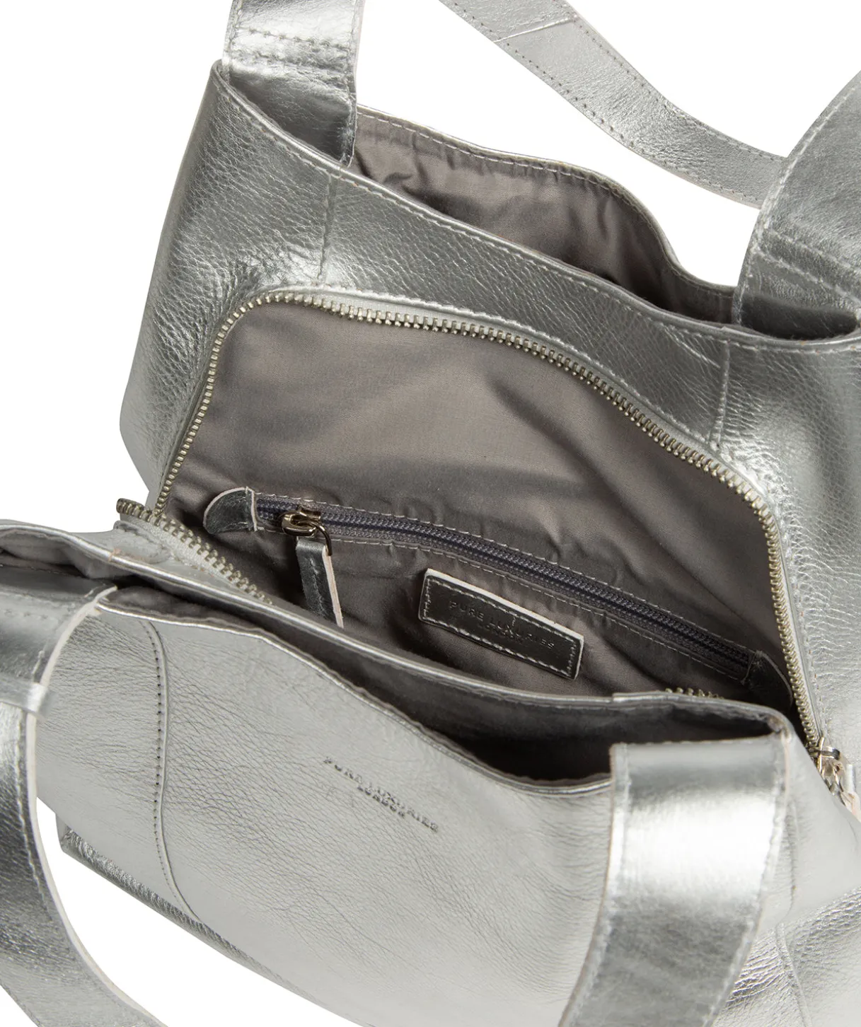 Colette' Metallic Silver Leather Handbag