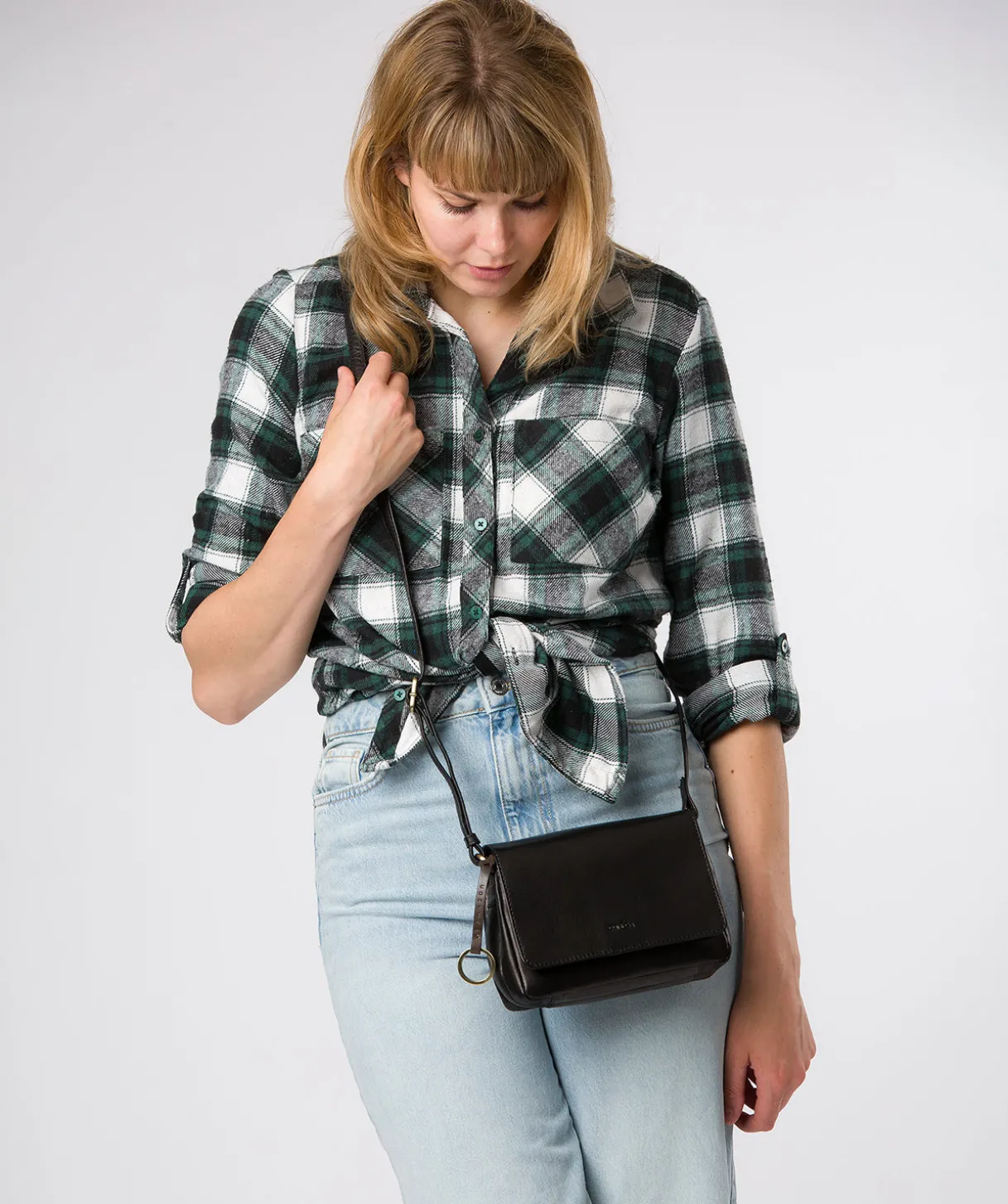 Cosima' Black Leather Cross Body Bag