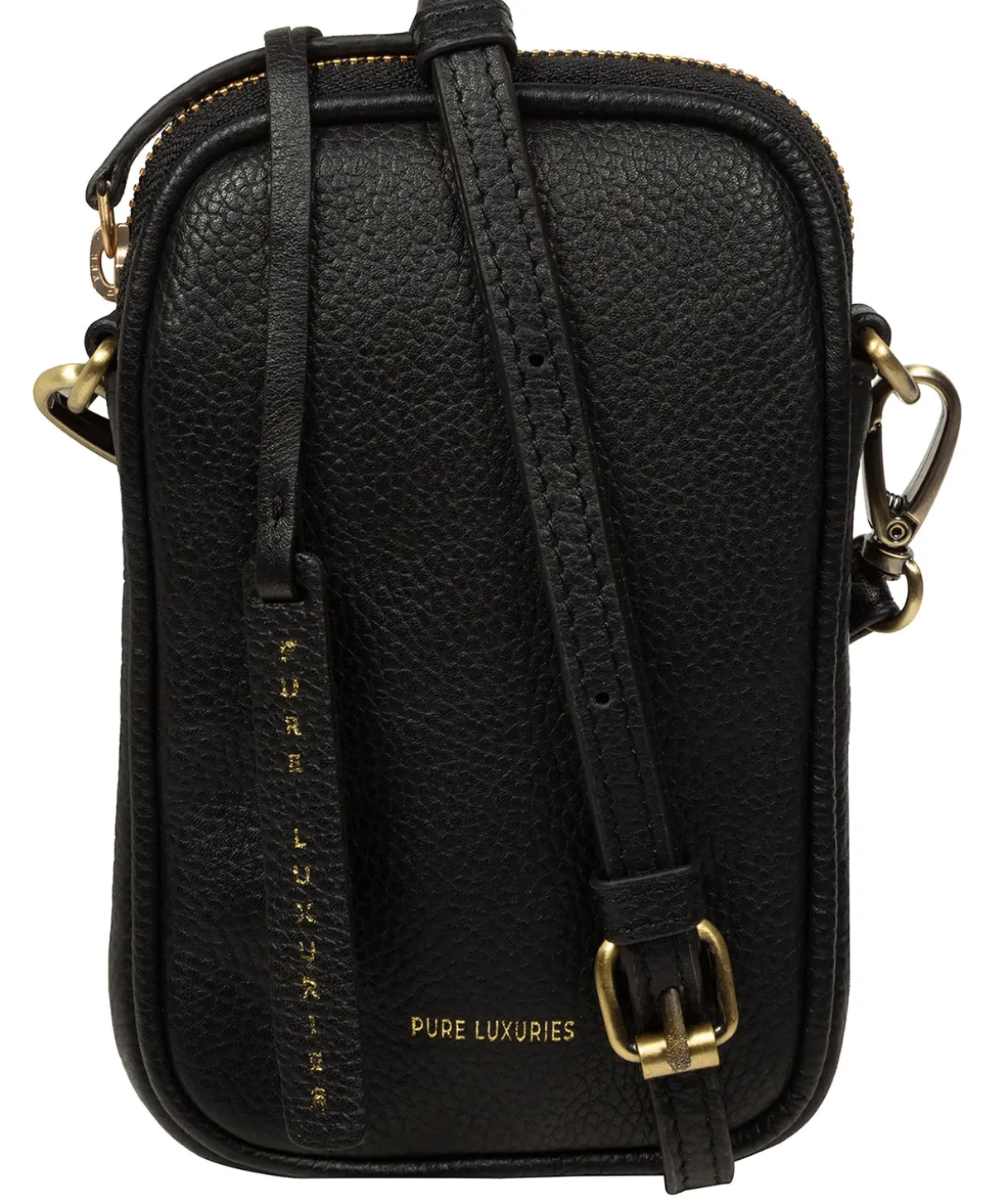 Cosima' Black Leather Cross Body Phone Bag