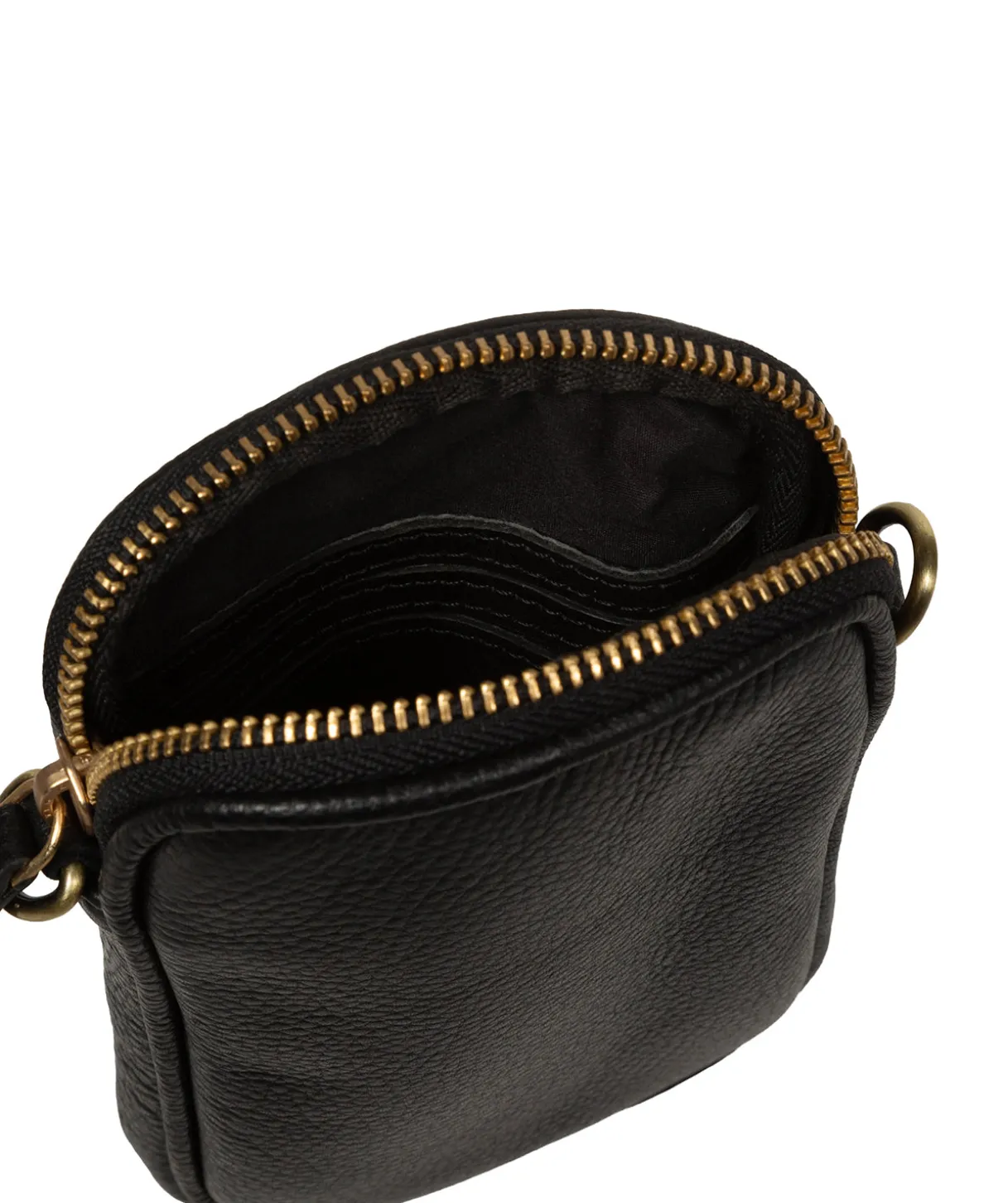 Cosima' Black Leather Cross Body Phone Bag