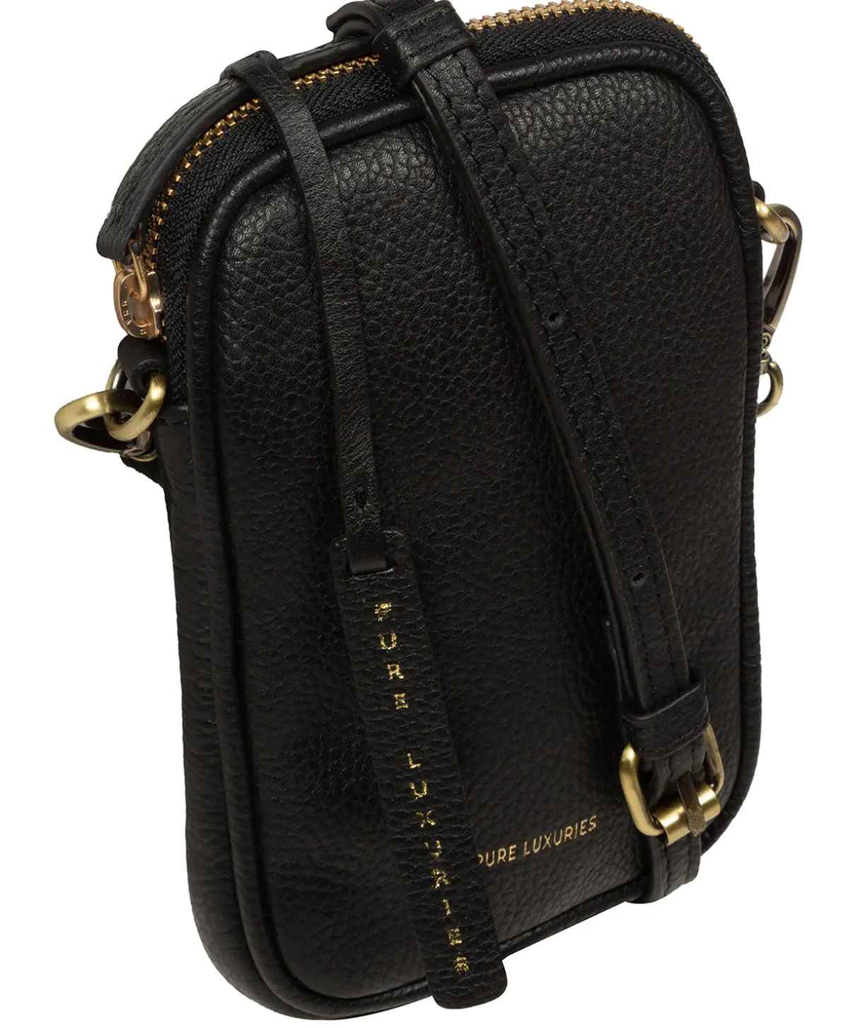 Cosima' Black Leather Cross Body Phone Bag