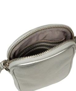 Cosima' Metallic Silver Leather Cross Body Phone Bag