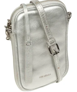 Cosima' Metallic Silver Leather Cross Body Phone Bag