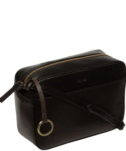 Dahlia' Black Leather Cross Body Bag