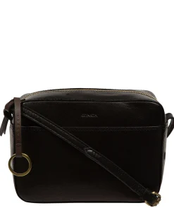 Dahlia' Black Leather Cross Body Bag
