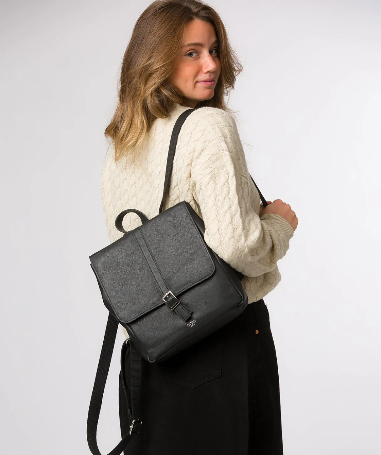 Danica' Black Leather Backpack