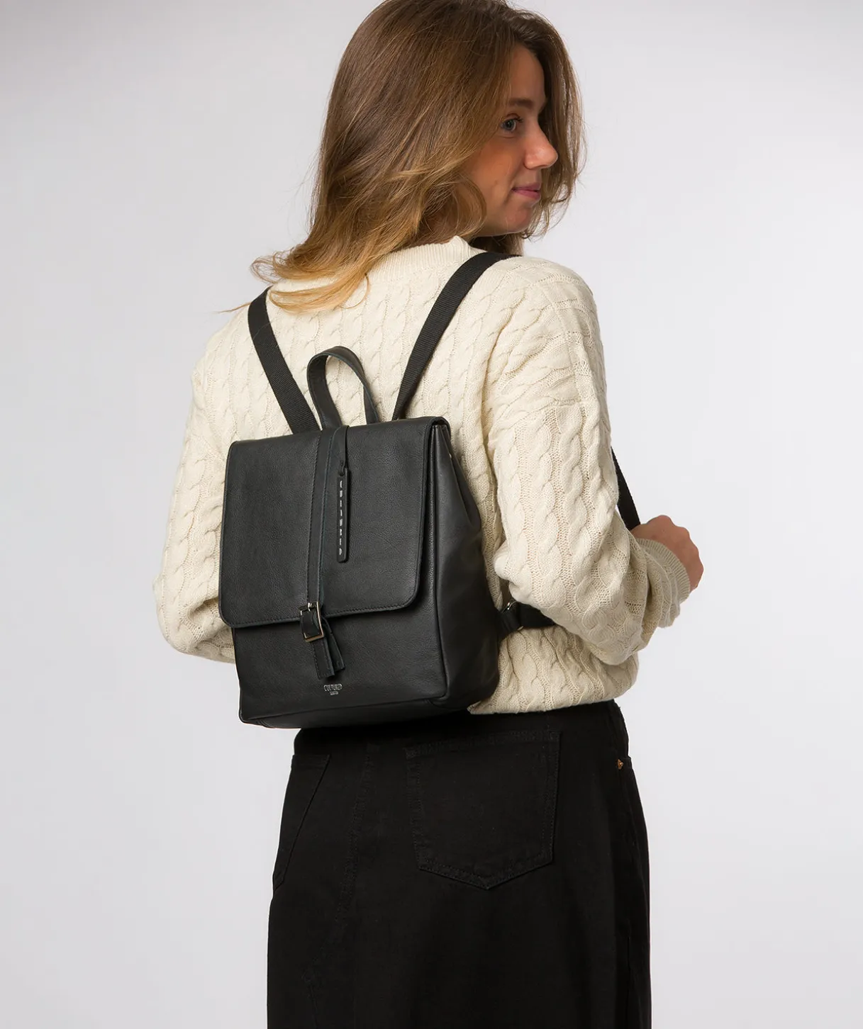 Danica' Black Leather Backpack