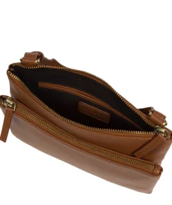 Demi' Tan Leather Cross Body Bag