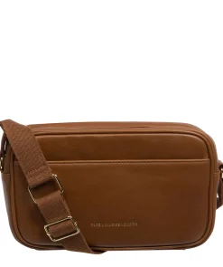 Dion' Chestnut Nappa Leather Cross Body Bag