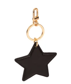 Drayton' Black Leather Star Keyring