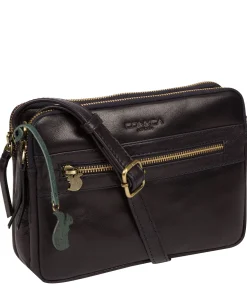 Drew' Navy Leather Cross Body Bag