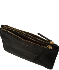 Eleanor' Black Leather Clutch Bag