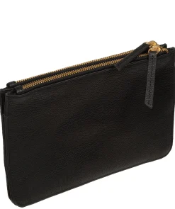 Eleanor' Black Leather Clutch Bag