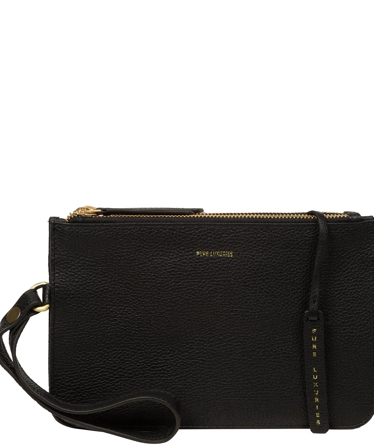 Eleanor' Black Leather Clutch Bag