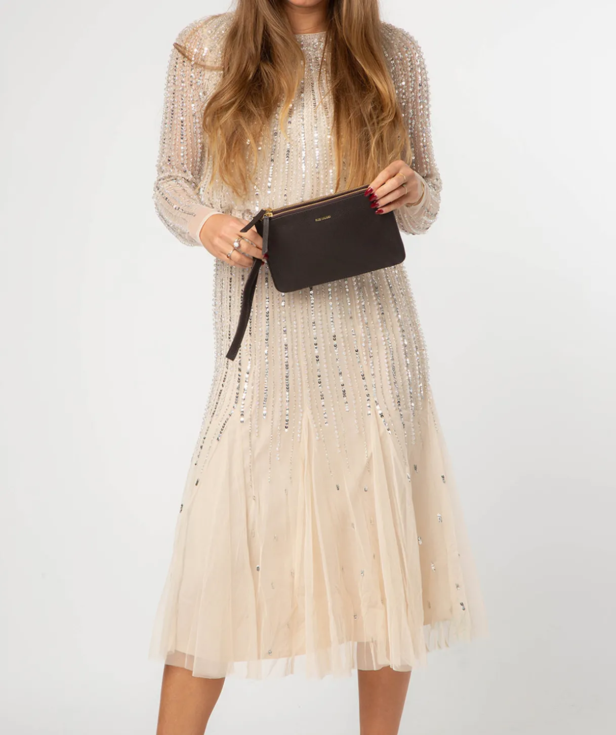 Eleanor' Espresso Leather Clutch Bag