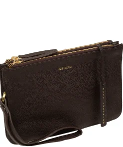 Eleanor' Espresso Leather Clutch Bag