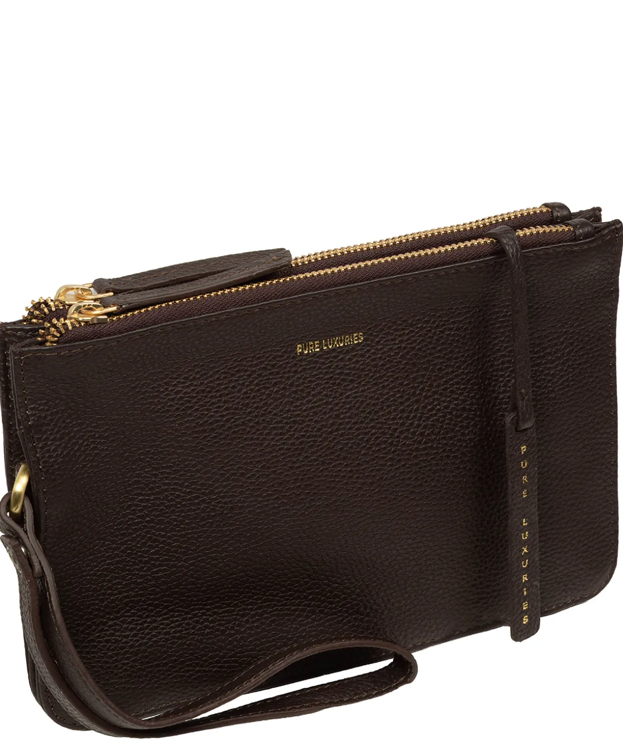 Eleanor' Espresso Leather Clutch Bag