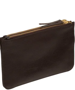 Eleanor' Espresso Leather Clutch Bag