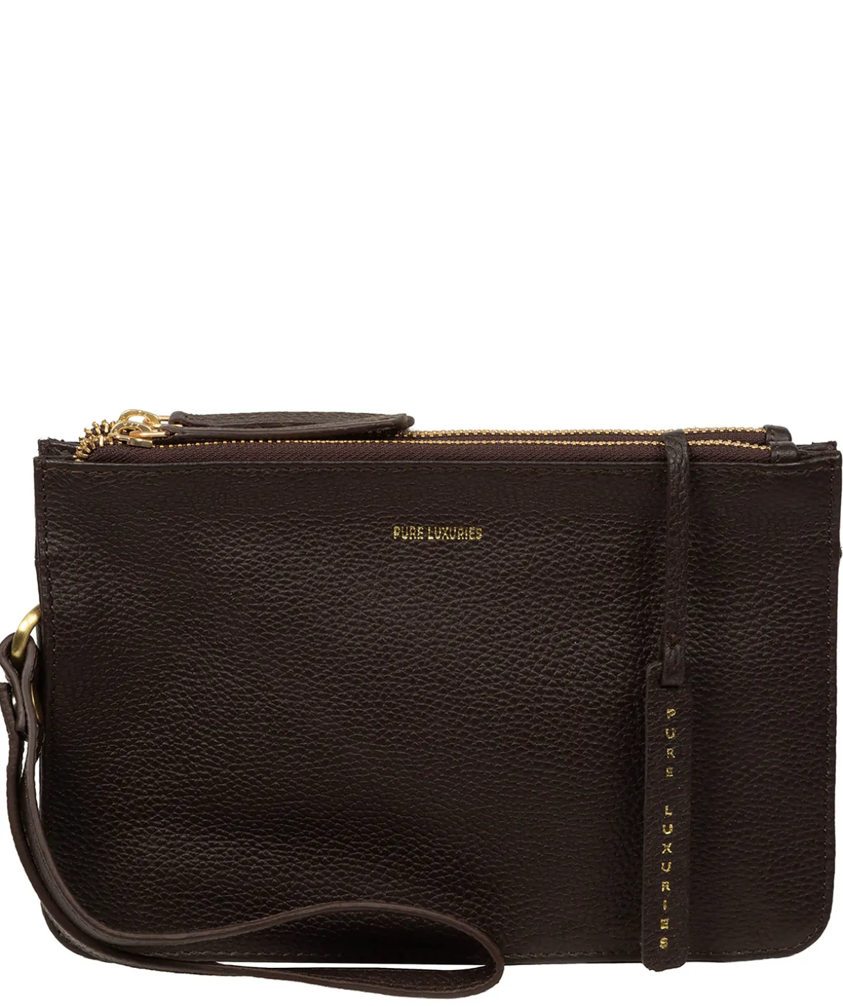 Eleanor' Espresso Leather Clutch Bag
