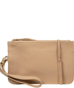 Eleanor' Latte Leather Clutch Bag