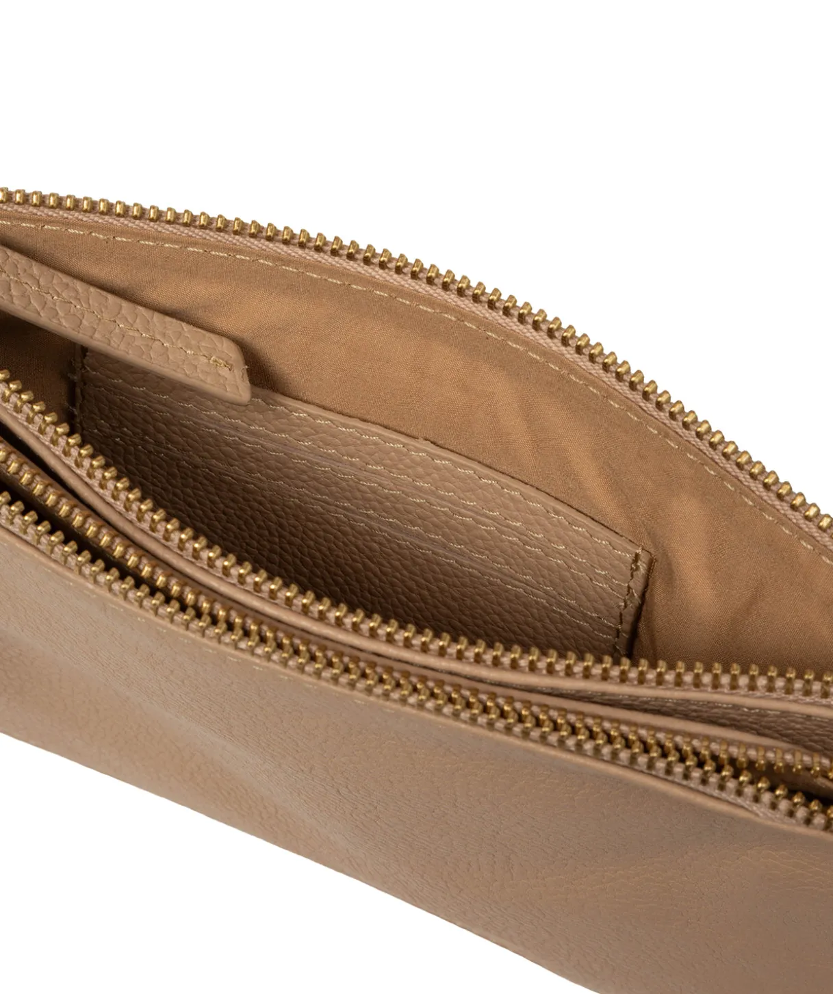 Eleanor' Latte Leather Clutch Bag