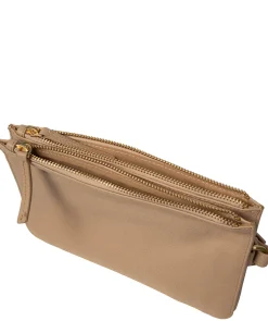 Eleanor' Latte Leather Clutch Bag
