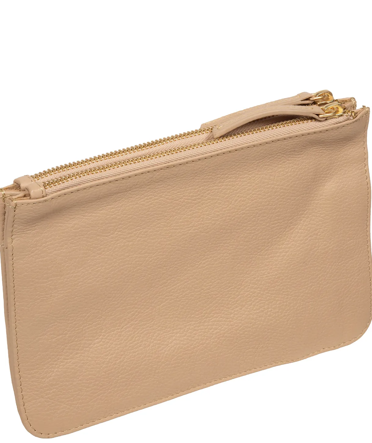 Eleanor' Latte Leather Clutch Bag